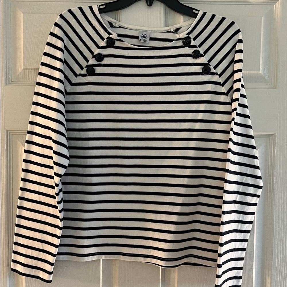 Petit Bateau Black and White Striped Top